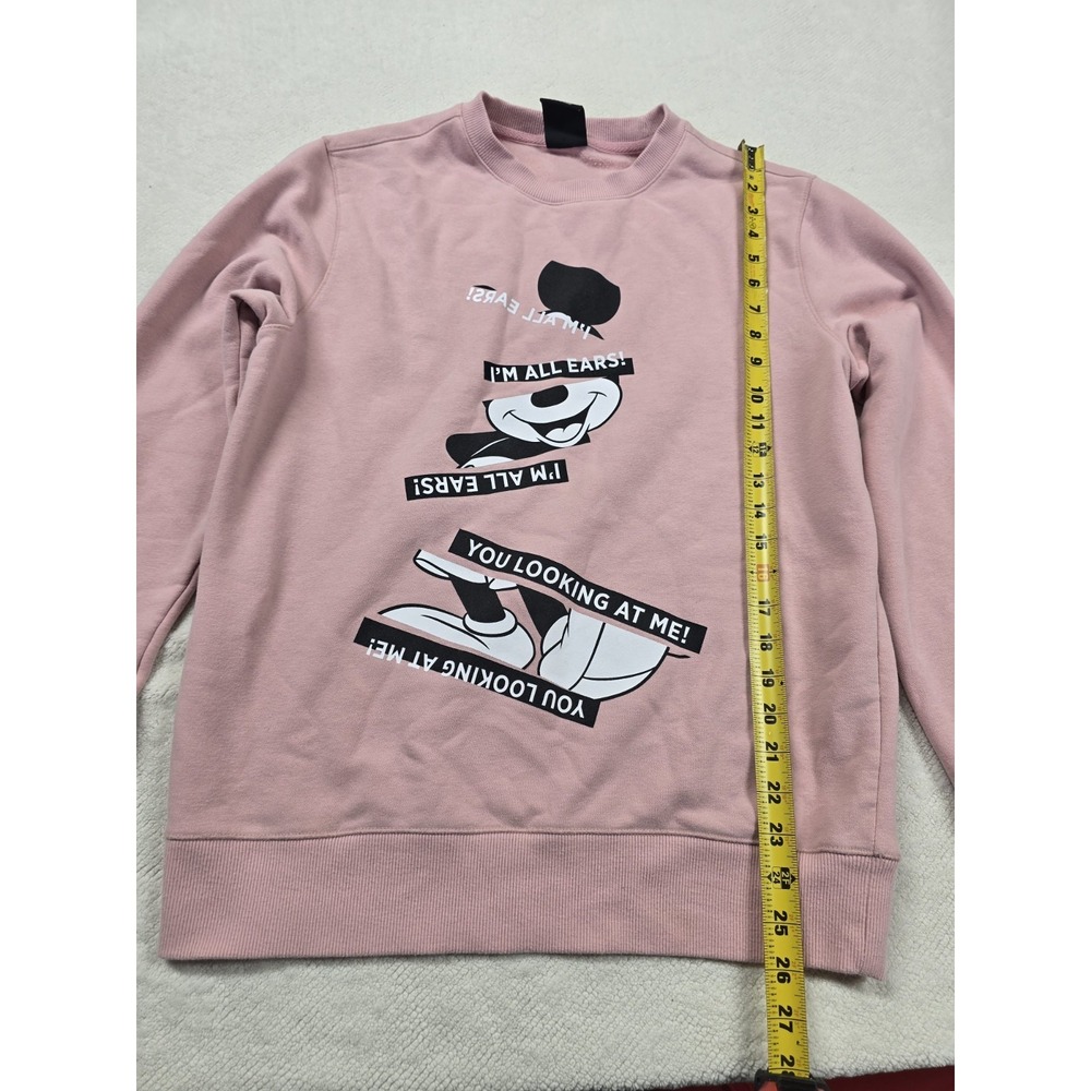 Disney Topten10 Mickey Mouse Sweatshirt M Pink Crewneck Graphic Pullover Womens